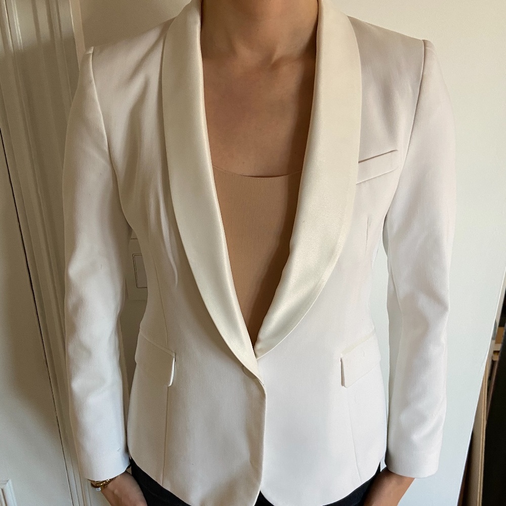 White and cream tuxedo blazer